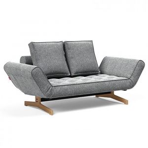 INNOVATION LIVING Canapé design GHIA WOOD convertible 80x210 cm tissu Taura Slate Grey