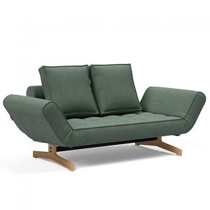 INNOVATION LIVING Canapé design GHIA WOOD convertible 80x210 cm tissu Elegance Green