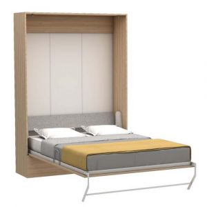 Lit escamotable vertical MULTIMO couchage 160x200cm ch&ecirc;ne
