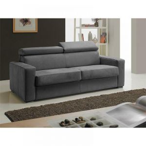 Canapé EXPRESS MELBOURNE  couchage 120 cm matelas 18 cm nubucuir gris graphite