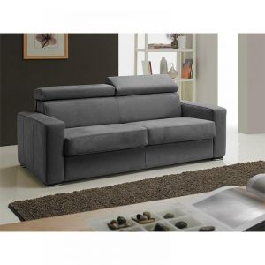 Canapé EXPRESS MELBOURNE  couchage 120 cm matelas 18 cm nubucuir gris graphite