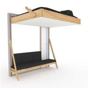 Lit escamotable au plafond JUNO canap&eacute; horizontal couchage 160x200 cm