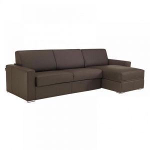 Canapé d'angle réversible DREAMER 292 cm méridienne coffre velours amore chocolat
