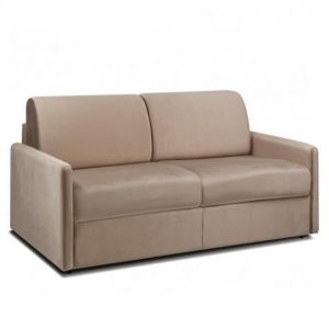Canap&eacute; convertible CanapExpress LUXURY 140 cm matelas 22 cm &agrave; m&eacute;moire de forme velours taupe