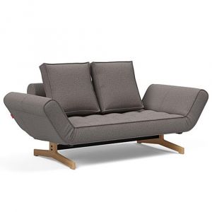 INNOVATION LIVING Canapé design GHIA WOOD convertible 80x210 cm tissu Mixed Dance Grey