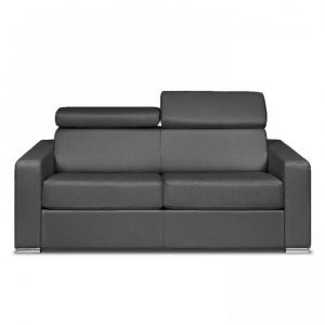 Canap&eacute; EXPRESS SIDNEY DELUXE 120 cm cuir vachette gris matelas 16 cm