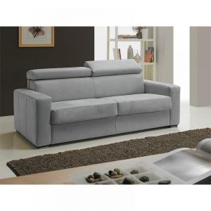 Canapé EXPRESS MELBOURNE  couchage 120 cm matelas 18 cm nubucuir gris clair