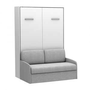 Lit escamotable vertical canap&eacute; MULTIMO couchage 160x200cm blanc