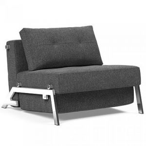 INNOVATION LIVING  Fauteuil design SOFABED CUBED 02 CHROME Taura Deep Grey convertible lit 200x90 cm