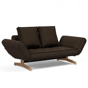 INNOVATION LIVING Canapé design GHIA WOOD convertible 80x210 cm tissu Taura Chocco