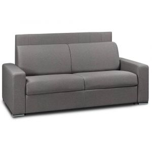 Canapé lit LEVALLOIS express lattes 120cm matelas 16cm tête de lit intégrée cuir vachette marron