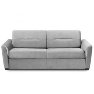 Canap&eacute; convertible EXPRESS AMAZONE 160cm matelas 16cm  cuir vachette gris clair