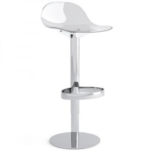 Tabouret pivotante 360 ACADEMY structure m&eacute;tal assise plastique transparent