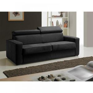 Canapé EXPRESS MELBOURNE  couchage 120 cm matelas 18 cm cuir noir