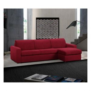 Canapé d'angle réversible  express 140  IMPERIAL matelas 22 cm sommier lattes microfibre Antara bordeaux