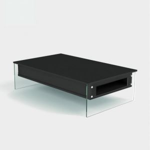 Table basse relevable LONDON  110x70x40/65cm pi&eacute;tement verre plateau stratifi&eacute; gris ardoise