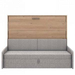 Lit canapé escamotable horizontal MULTIMO couchage 160x200cm chêne