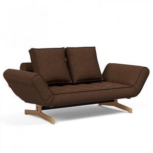 INNOVATION LIVING Canapé design GHIA WOOD convertible 80x210 cm tissu Taura Cappuccino