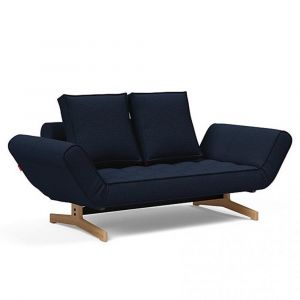 INNOVATION LIVING Canapé design GHIA WOOD convertible 80x210 cm tissu Mixed Dance Blue