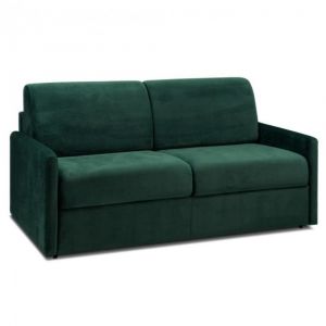 Canap&eacute; convertible CanapExpress LUXURY 140 cm matelas 22 cm &agrave; m&eacute;moire de forme velours vert