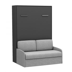 Lit escamotable vertical canap&eacute; MULTIMO couchage 160x200cm anthracite
