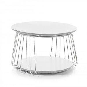 Table basse VELLA 70 cm design laque blanc mat