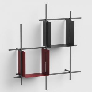 Bibliothèque murale STOCKHOLM structure gris ardoise casier gris ardoise marsala