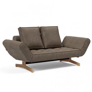 INNOVATION LIVING Canapé design GHIA WOOD convertible 80x210 cm tissu Esina Cedar Brown
