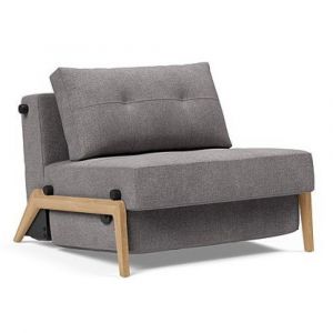 INNOVATION LIVING Fauteuil design SOFABED CUBED 02 WOOD convertible lit 200x90 cm Flashtex Light Grey