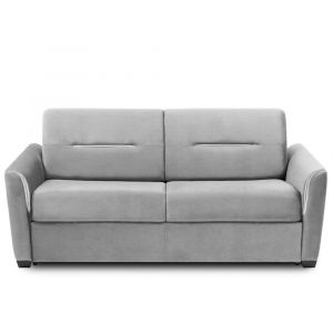 Canap&eacute; convertible EXPRESS AMAZONE 120cm matelas 16cm  cuir vachette gris clair