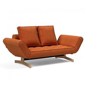INNOVATION LIVING Canapé design GHIA WOOD convertible 80x210 cm tissu Esina Rust Orange