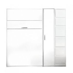 Ensemble lit escamotable rangement ARLITEC TEDDY 160x200cm blanc mat alpin