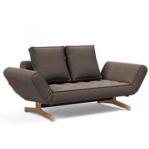 INNOVATION LIVING Canapé design GHIA WOOD convertible 80x210 cm tissu Bouclé Taupe