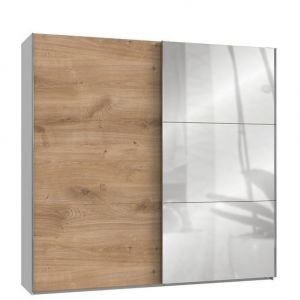 Armoire coulissante LISBETH 1 porte ch&ecirc;ne 1 miroir 250 x 236 cm hauteur