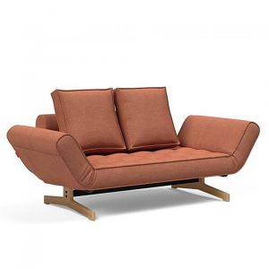 INNOVATION LIVING Canapé design GHIA WOOD convertible 80x210 cm tissu Weda Rust