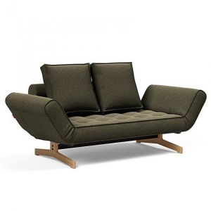 INNOVATION LIVING Canapé design GHIA WOOD convertible 80x210 cm tissu Bouclé Green