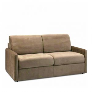 Canap&eacute; 3-4 places SUN convertible EXPRESS 160cm  matelas &eacute;paisseur 16cm microfibre taupe