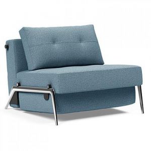 INNOVATION LIVING  Fauteuil design CUBED 02 ALU convertible 200x90cm tissu Mixed Dance Light Blue