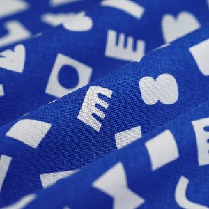 Tissu bachette petits g&eacute;om&eacute;triques bleu - MT - Mondial Tissus