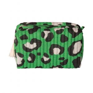 Trousse matelass&eacute;e l&eacute;opard vert - 10x22x10cm - A.U Maison - Mondial Tissus