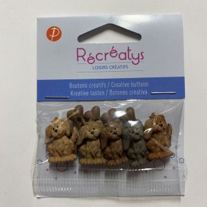 Sachet boutons fantaisie chien et os marron - Récréatys - Mondial Tissus