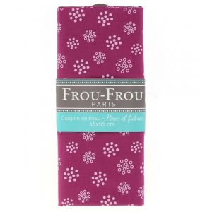 Coupon tissu 100% coton fleurette 45x55cm rose fuchsia - Frou Frou - Mondial Tissus