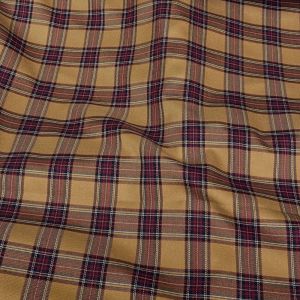 Tissu flanelle tartan carreaux ocre - Mondial Tissus