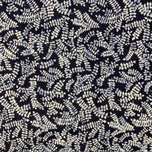 Cretonne imp facon blockprint branchages bleu - Mondial Tissus