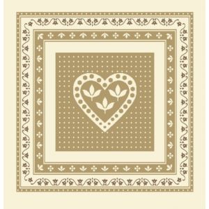 Carr&eacute; de tissu jacquard petit coeur chalet rouge 45 x 45 cm - Mondial Tissus