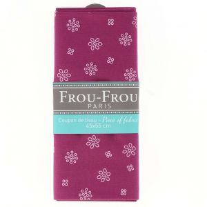 Coupon tissu 100% coton fleurette 45x55cm rose fuchsia - Frou Frou - Mondial Tissus