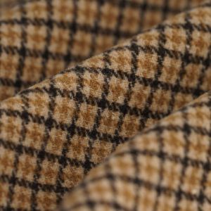 Tissu Lainage polyester laine pied de poule camel - MT - Mondial Tissus