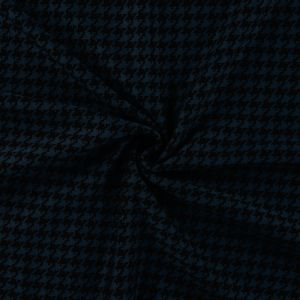 Maille jacquard imprimée pied de poule bleu et noir - Mondial Tissus