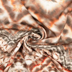 Tissu voile polyester impression digitale effet tye and dye gris blanc - Mondial Tissus