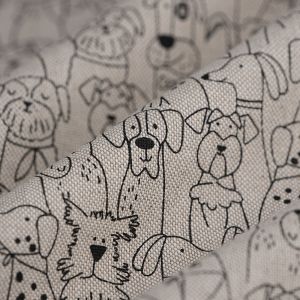 Tissu bachette Linen look chien Woof - Mondial Tissus